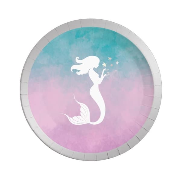Procos Elegant Mermaid Paper Party Plates (Pack of 8) Blue/Pink/Silver One Size