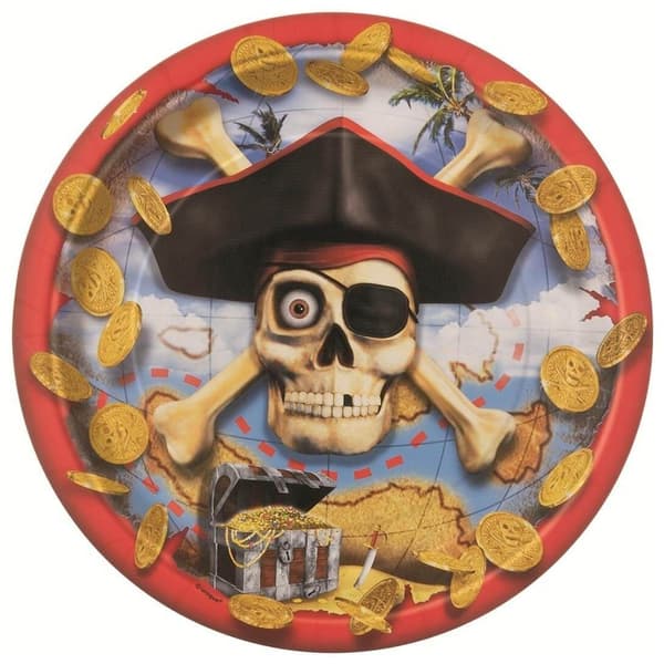Unique Party Pirate Party Plates (Pack of 8) Multicoloured One Size