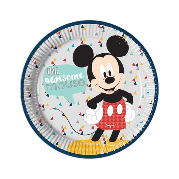 Disney Awesome Mickey Mouse Party Plates (Pack of 8) Multicoloured One Size