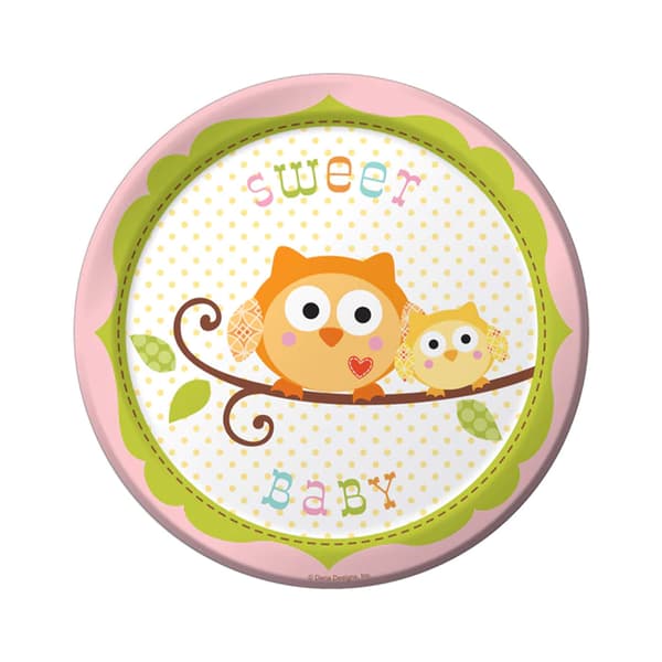 Creative Party Sweet Baby Tree Disposable Plates (Pack of 8) White/Green/Pink One Size
