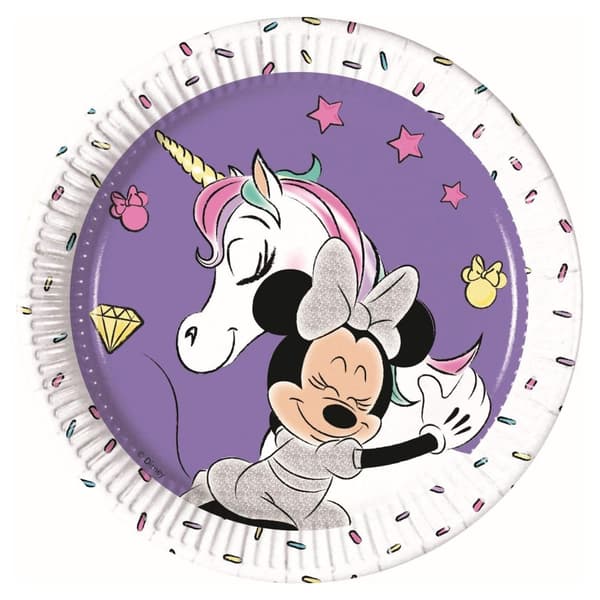 Disney Unicorn Minnie Mouse Disposable Plates White/Purple One Size