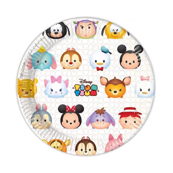 Disney Tsum Tsum Paper Characters Party Plates (Pack of 8) Multicoloured One Size
