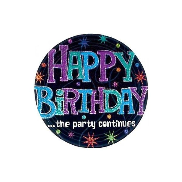 The Party Continues Prismatic Happy Birthday Disposable Plates (Pack of 8) Multicoloured One Size