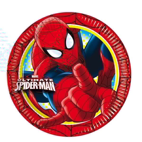 The Ultimate Spider-Man Disposable Plates (Pack of 8) Red/Yellow/Blue One Size