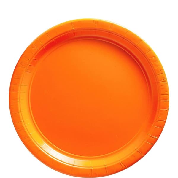 Unique Party Plastic Round Party Plates (Pack of 8) Orange One Size