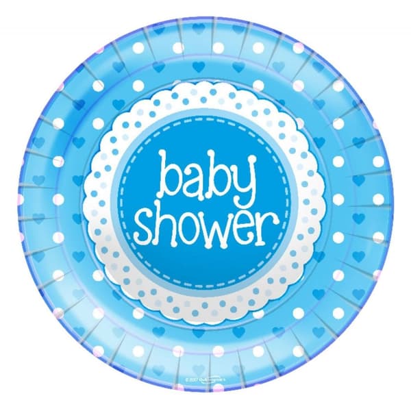 Oaktree Baby Shower Party Plates (Pack of 8) Blue/White One Size