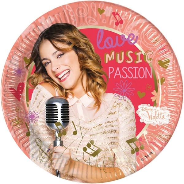 Violetta Love Music Passion Party Plates (Pack of 8) Multicoloured One Size
