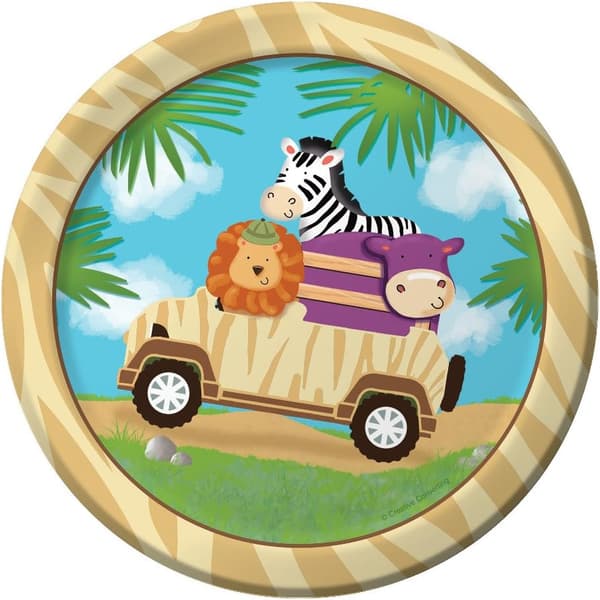 Creative Party Safari Adventure Disposable Plates (Pack of 8) Multicoloured One Size