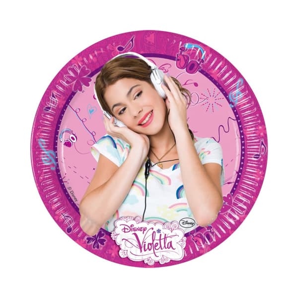 Violetta Paper Headphones Party Plates (Pack of 8) Pink/Multicoloured One Size