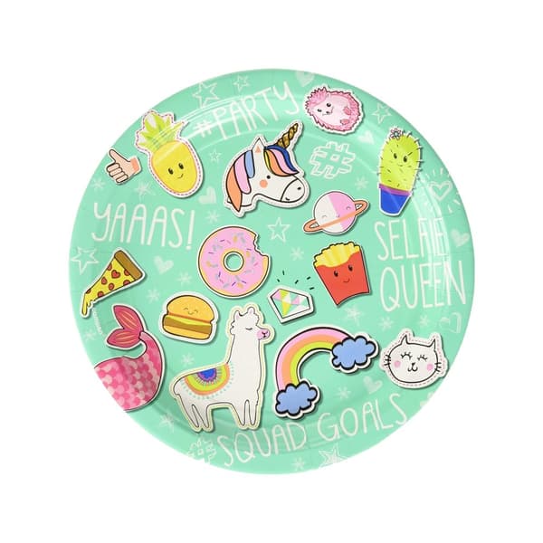Amscan Selfie Celebration Paper Round Disposable Plates (Pack of 8) Multicoloured One Size