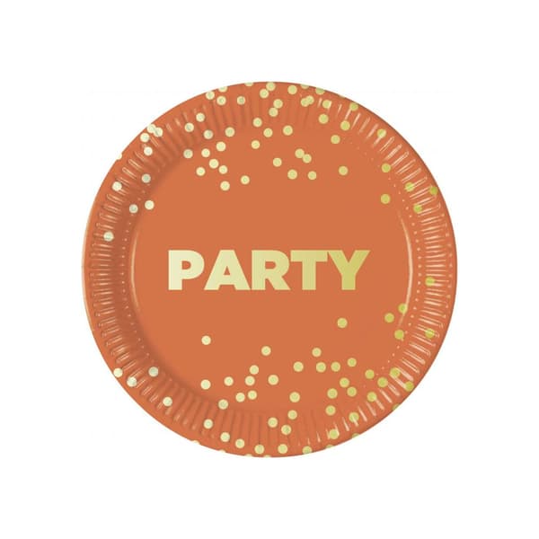 Procos Partyware Party Plates (Pack of 8) Orange/Gold One Size