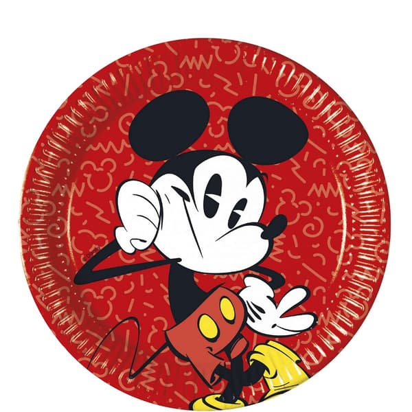 Disney Paper Mickey Mouse Party Plates (Pack of 8) Brown/White/Black One Size