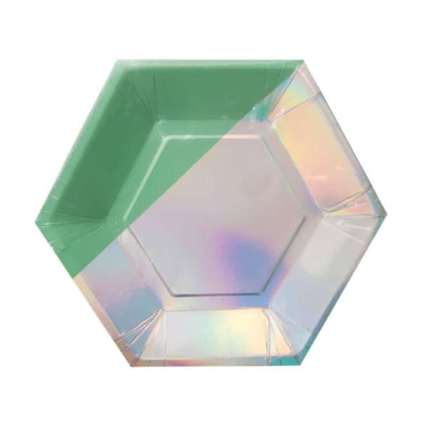 Amscan Paper Iridescent Hexagon Dessert Plate (Pack of 8) Multicoloured One Size