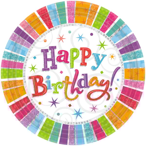 Amscan Paper Round Happy Birthday Party Plates Multicoloured One Size