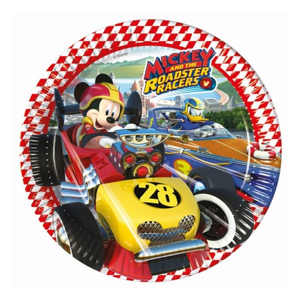Mickey Mouse And The Roadster Racers Racing Driver Mickey Mouse Disposable Plates (Pack of 8) Multicoloured One Size