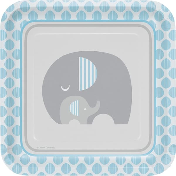 Creative Little Peanut Square Party Plates (Pack of 8) Blue/Grey One Size