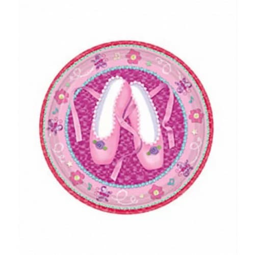Twinkle Toes Paper Ballerina Party Plates (Pack of 8) Pink/White One Size