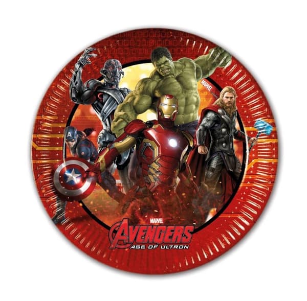 Avengers engangstallerkener 20 cm 8stk hulk iron man tallerkener