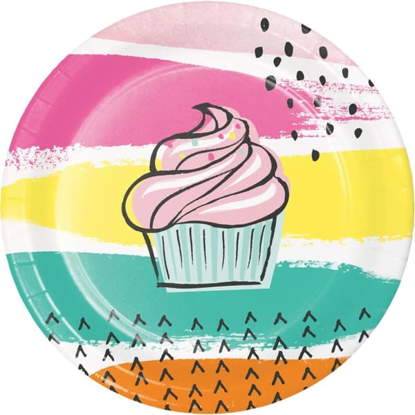 Cupcake Celebration Party Plates (Pack of 8) Multicoloured One Size