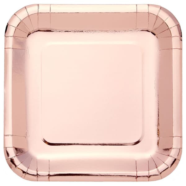 Amscan Metallic Square Party Plates (Pack of 8) Rose Gold One Size