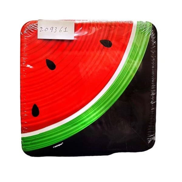 Unique Party Paper Watermelon Party Plates (Pack of 10) Red/Black/Green One Size