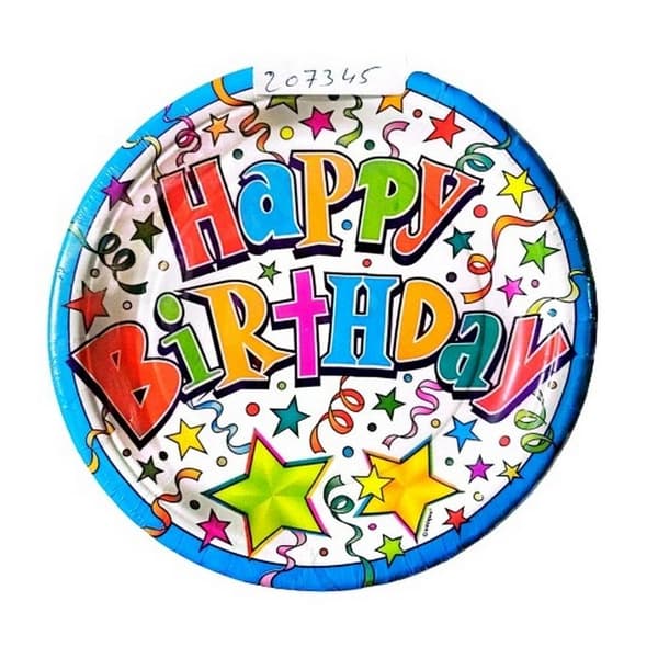 Unique Party Stars Happy Birthday Disposable Plates (Pack of 8) Multicoloured One Size