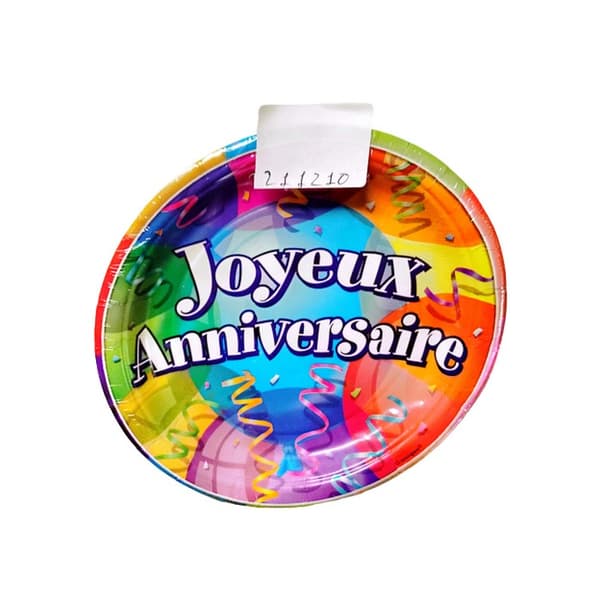 Unique Party Festtallrikar Joyeux Anniversaire (8-pack) Multicoloured One Size