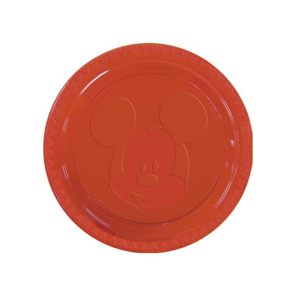 Disney Plastic Embossed Mickey Mouse Dinner Plate (Pack of 8) Red One Size