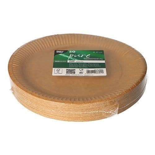 Engångspapptallrik - PAP STAR - 23 cm - Brun