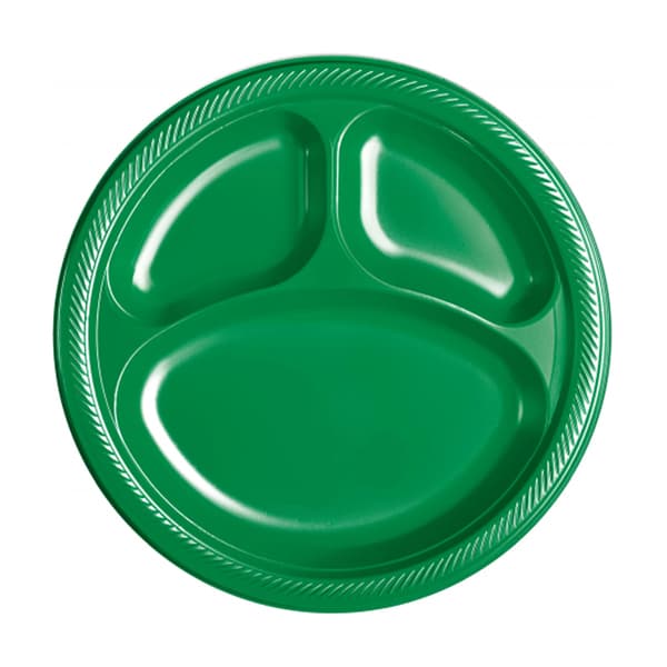 Amscan Plastic Divided Plate (Pack of 20) Festive Green One Size