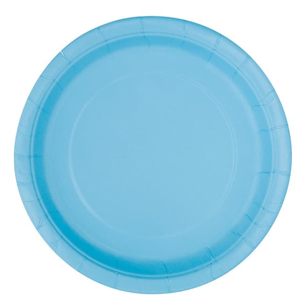 Unique Party Paper Round Disposable Plates (Pack of 8) Light Blue One Size