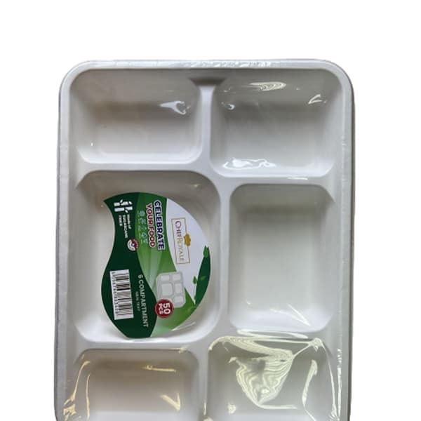 UDL Bagasse 6 Compartments Party Plates (Pack of 50)