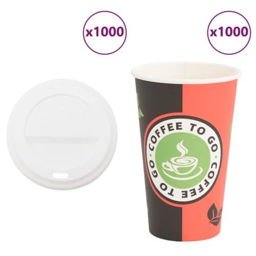 Kaffekoppar i papper med lock 1000 st 16oz 400ml