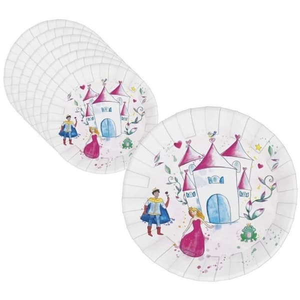 P'TIT Clown re22473 - Set med 8 tallrikar födelsedag Princessor