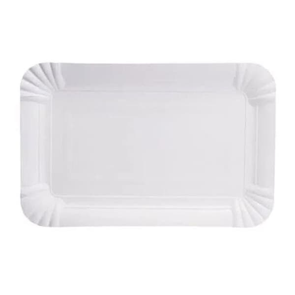 Tessera bio produkter - QXH1117 - Paket av 250 rektangulära tallrikar i vitt kartong Bredd 11 cm Längd 17 cm
