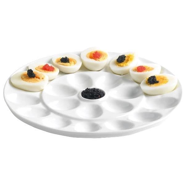Äggtallrik - MYsig &amp; TRENDIG - Diameter 26 cm - 21 avtryck - Vitt porslin