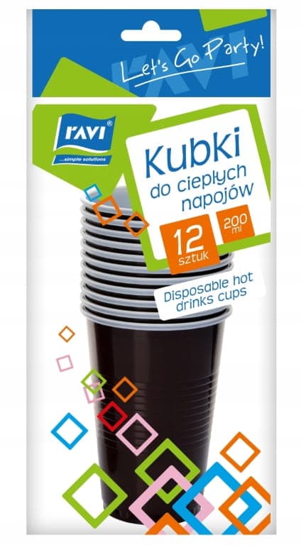 Plastmuggar för varma drycker 12 st 200 ml bruna engångsmuggar
