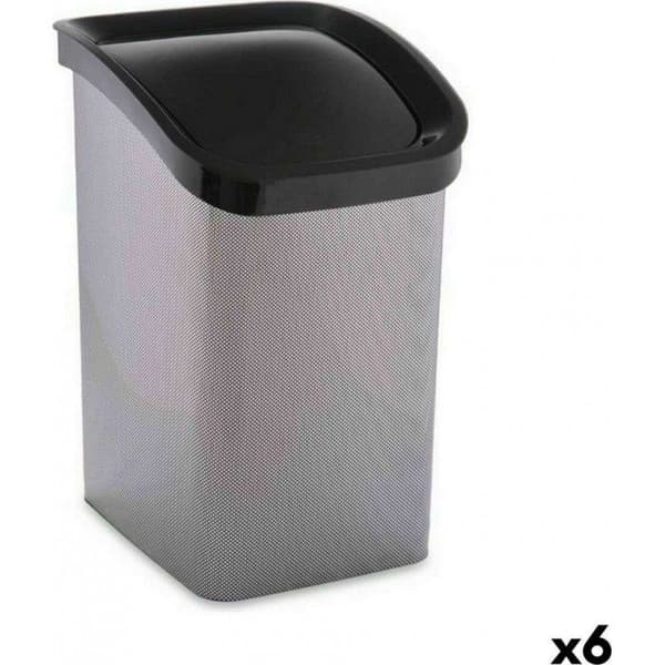 Papperskorg 23L Svängbar Mörkgrå Plast (6 Enheter)
