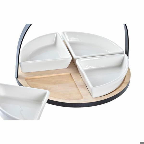 Set med metal, bambu och stengods loft DKD Home Decor 21,5 x 21,5 x 14 cm