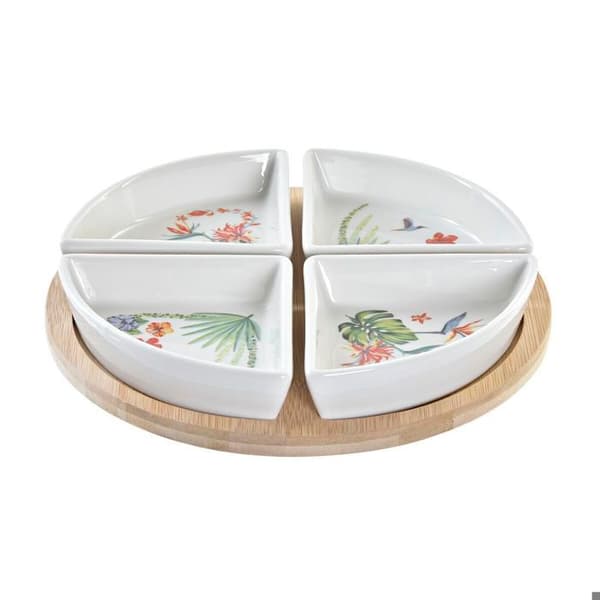Set av bambuskärl tropiskt stengods DKD Home Decor