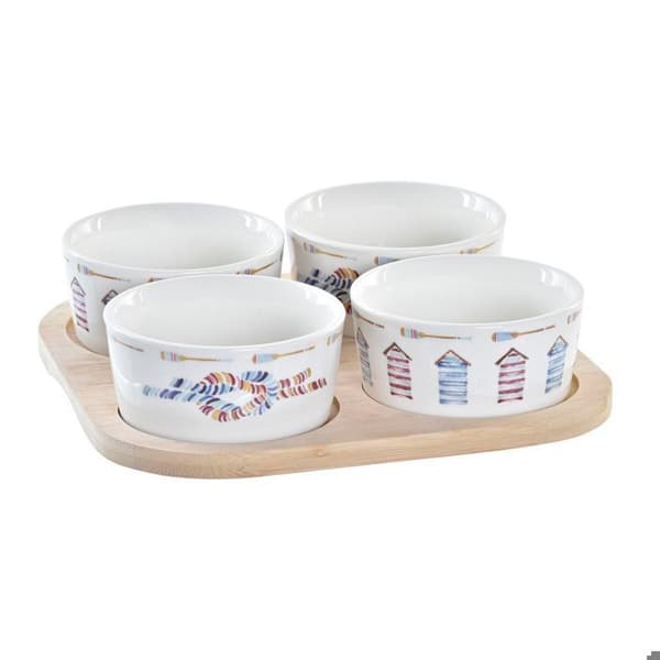 Set medel av bambu och medelhavsgods DKD Home Decor 19,7x19,7x1 cm