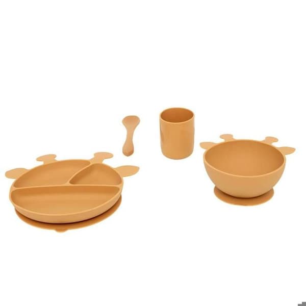 Set måltid i silikon - ATMOSPHERA FOR KIDS - Giraff - 4 delar - Färgglad - Praktisk