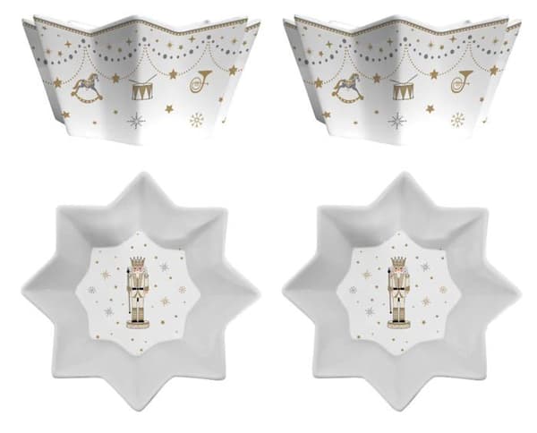 Set med engångsgods Easy life - 1008RNUT - GÅVOBEHÅLLARE 2 SKÅLAR STJÄRNA D14CM I PORSLIN ROYAL NUTCRACKER