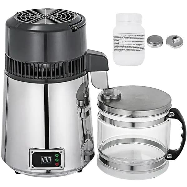 Vattendestilleringsmaskin - 4L kapacitet, temperaturvisning, överhettningsskydd Silver