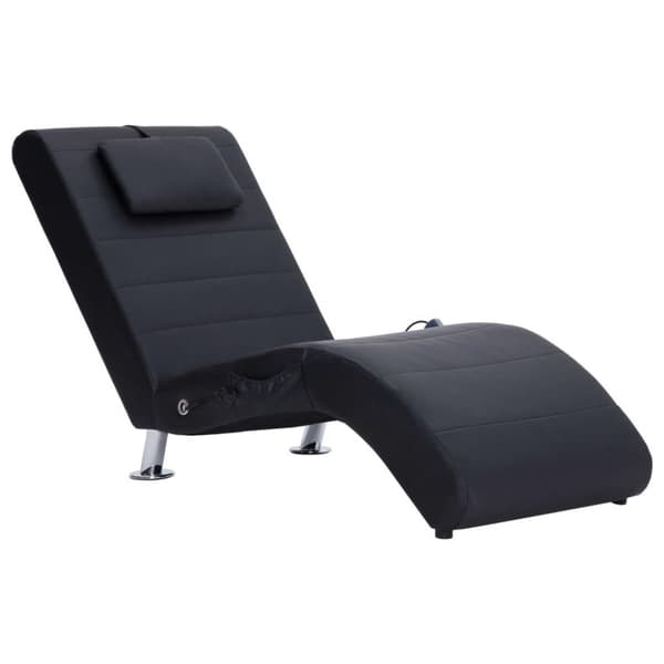vidaXL chaiselong med massagefunktion og pude kunstlæder sort