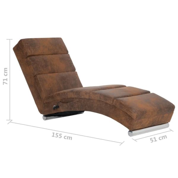 vidaXL massagechaiselong imiteret ruskind brun