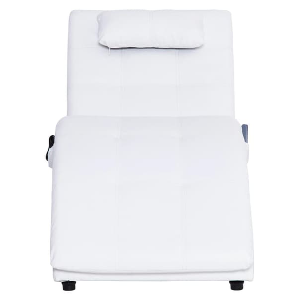 vidaXL massagechaiselong med pude hvid kunstlæder