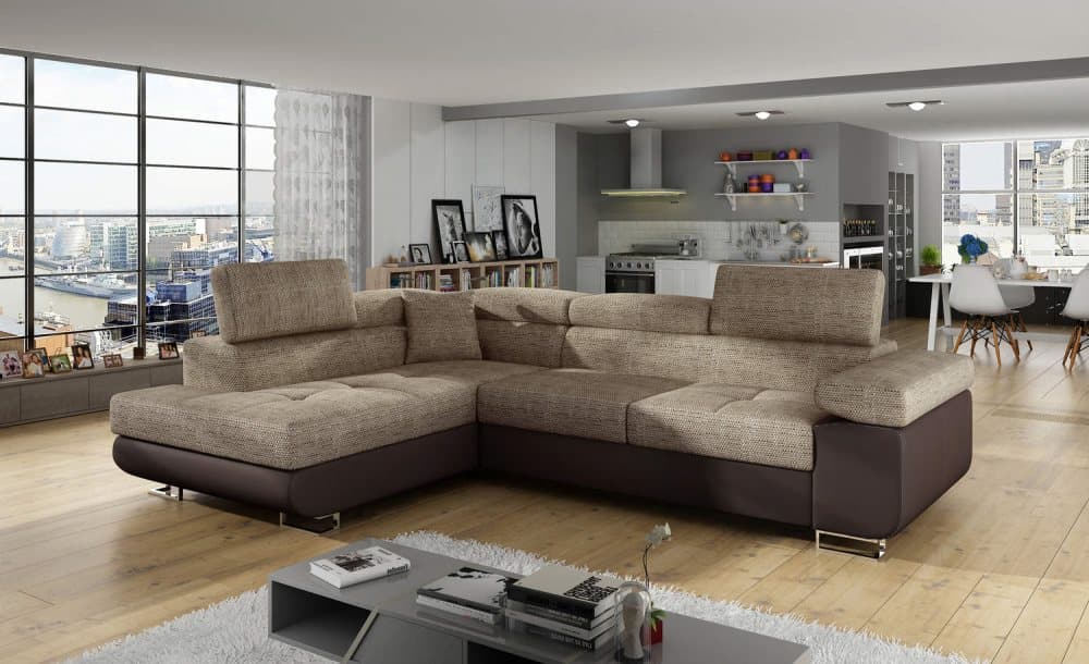 DIVANBÄDDSOFFA ANTON 275 BRUN/BEIGE VÄNSTER