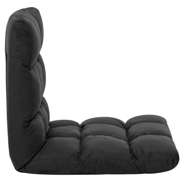vidaXL foldbar gulvstol mikrofiber sort