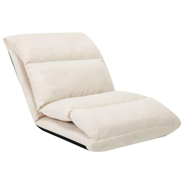 vidaXL Golvstol vikbar gräddvit mikrofiber